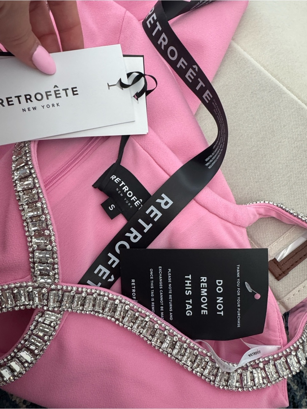 Retrofete Pink Crystal-Trim Keyhole Mini Dress - Picture 4 of 4